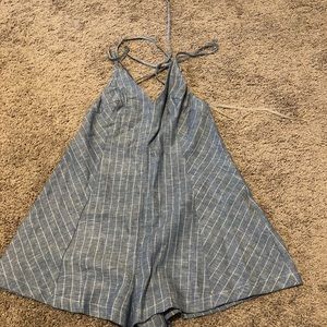 LULUS DENIM STRIPED ROMPER